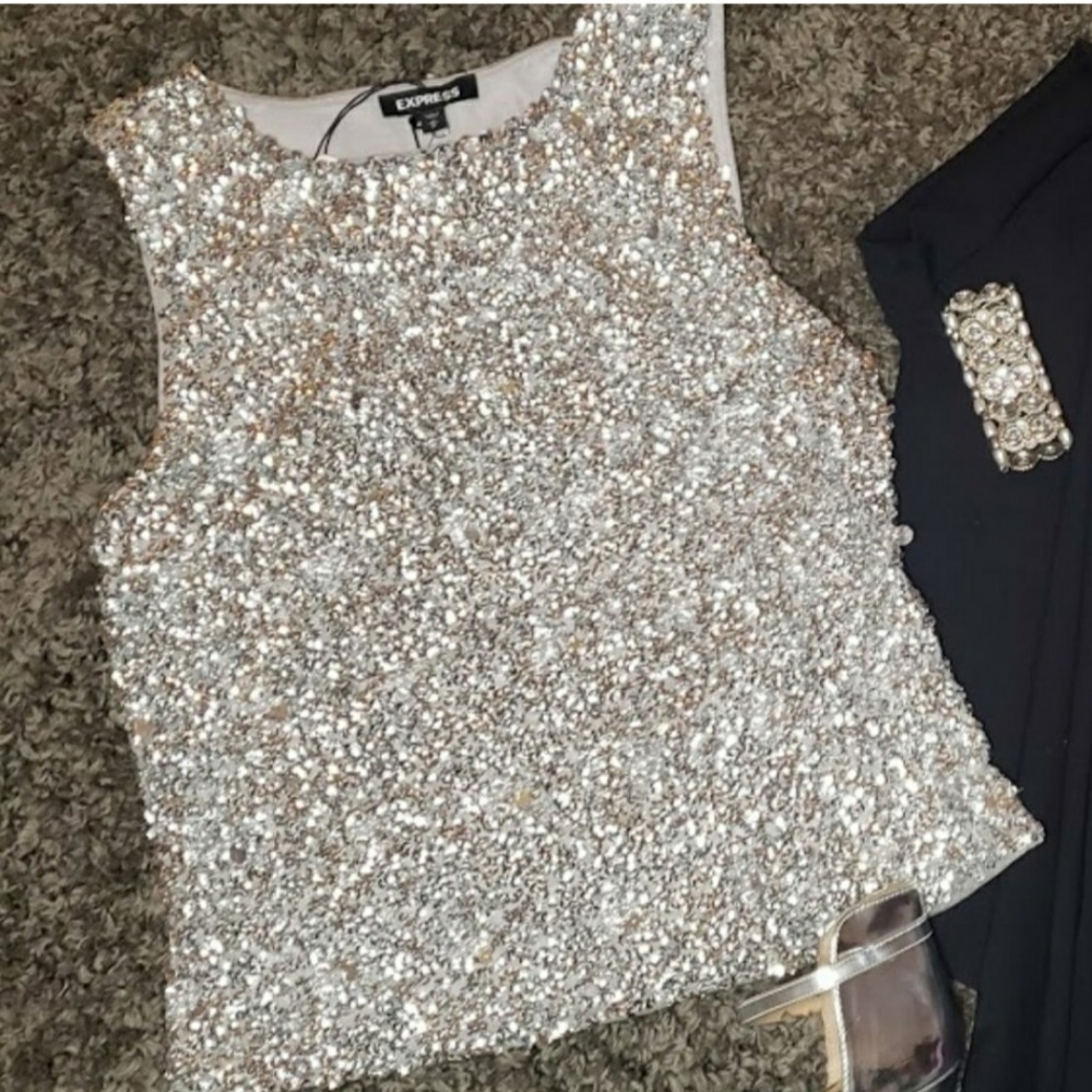 Express Sparkle Party Sleeveless Shirt